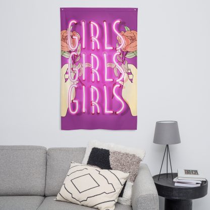 GIRLS GIRLS GIRLS Wall Flag